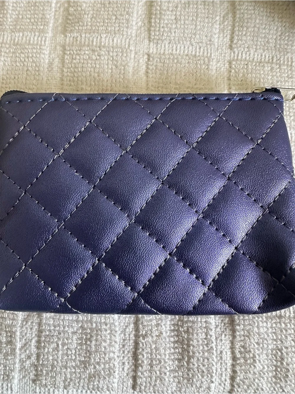 Source Unknown Quilted Dark Blue Cosmetic Zip Pouch